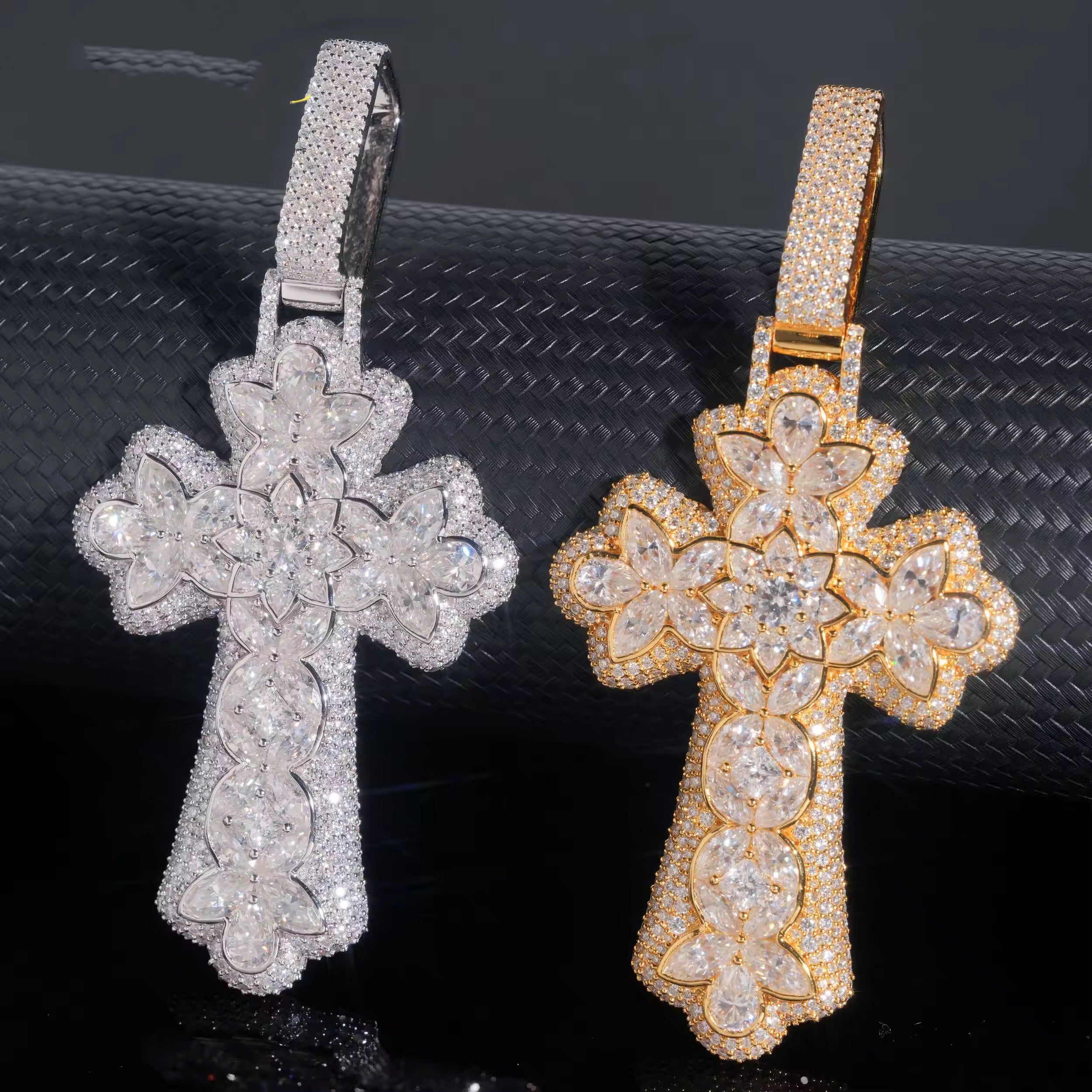 3Inch Fancy Cut VVS Moissanite Diamond Cross Pendant