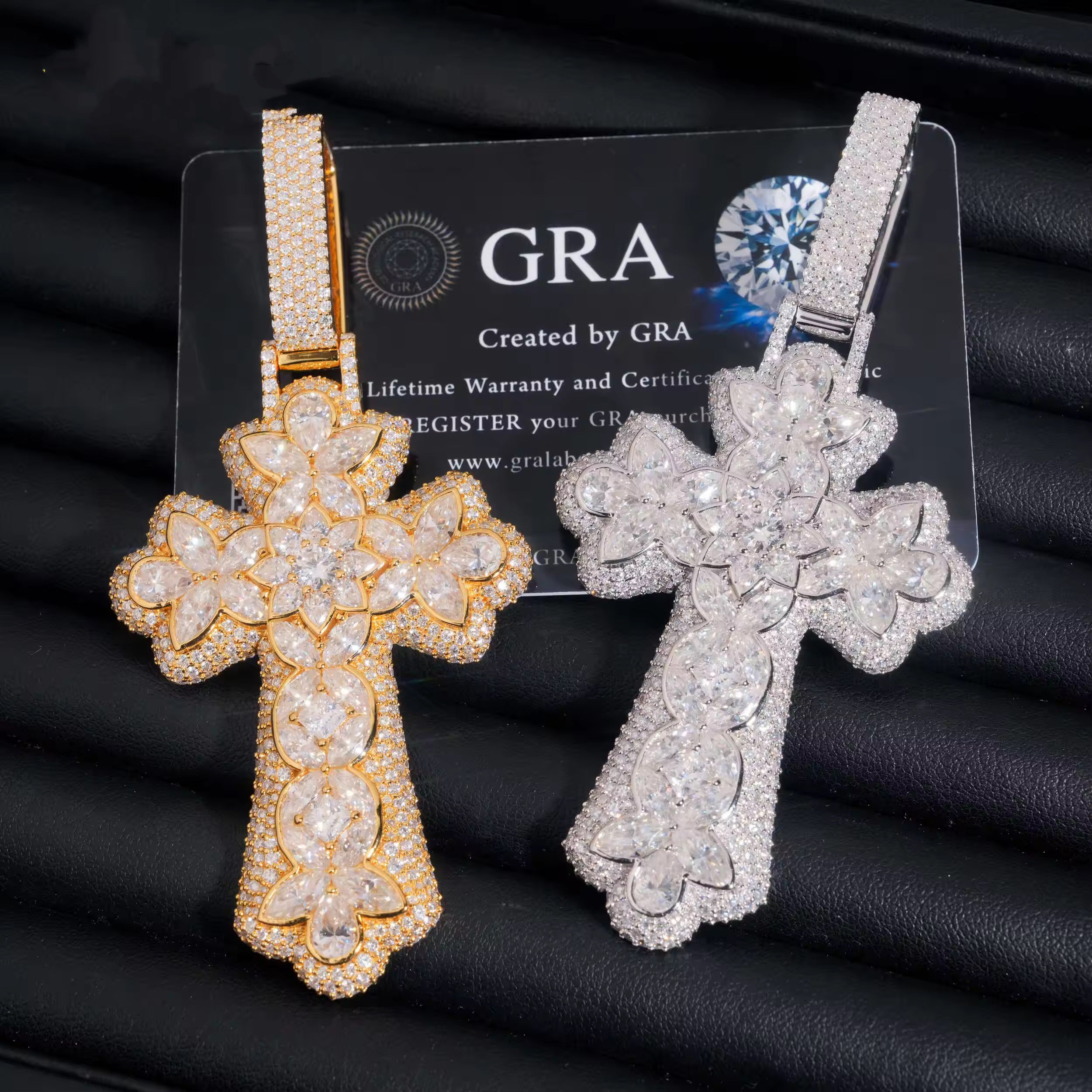 3Inch Fancy Cut VVS Moissanite Diamond Cross Pendant