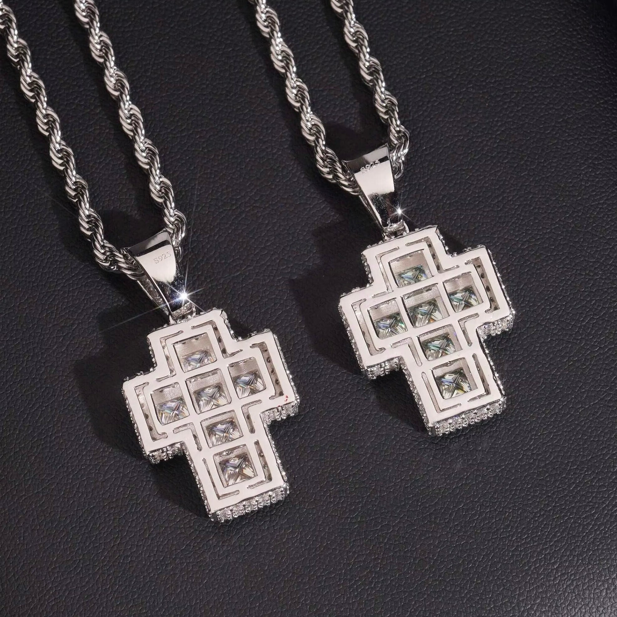 Mini Size Princess Cut Moissanite Cross Pendant For Unisex