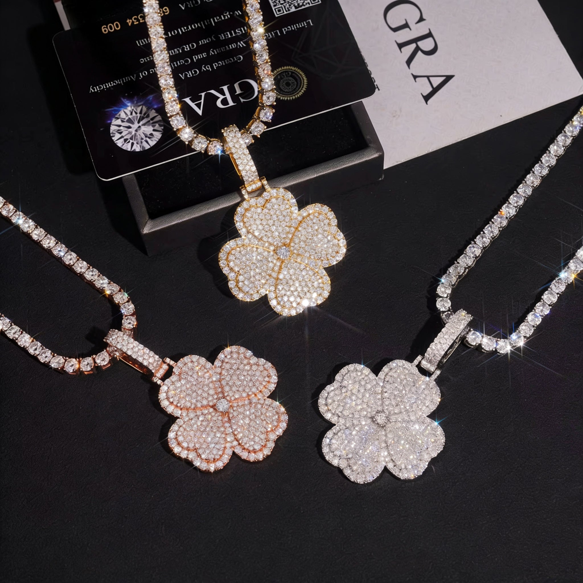 Iced Out Moissanite Clover Pendant For Unisex