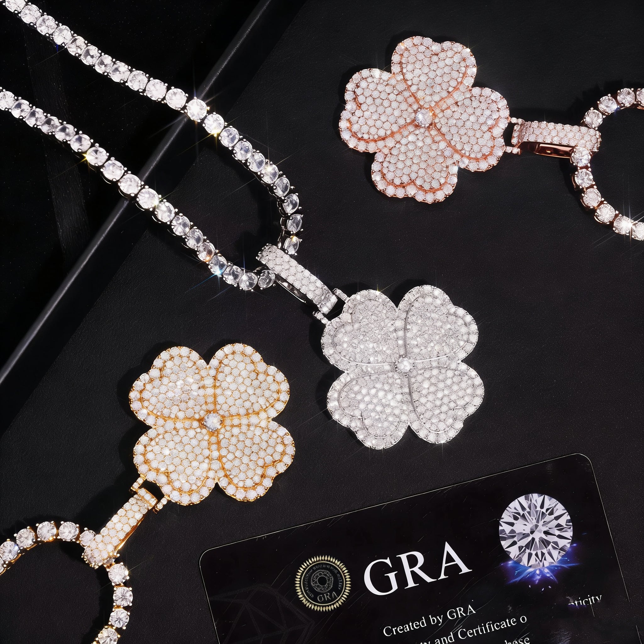 Iced Out Moissanite Clover Pendant For Unisex