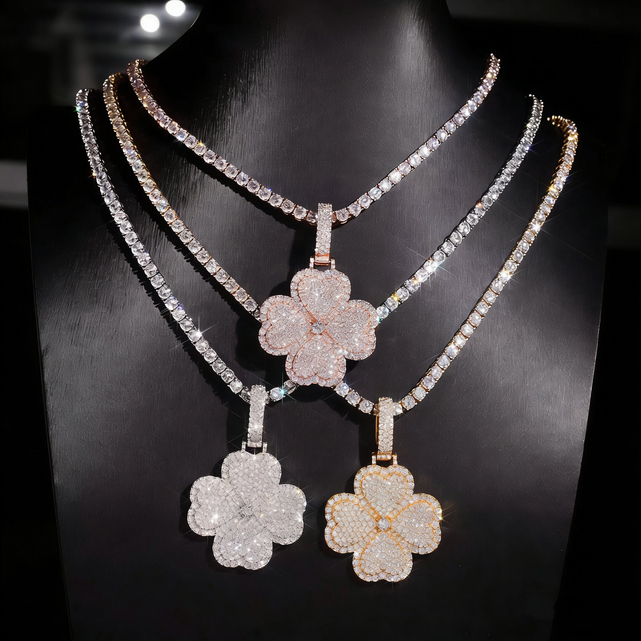 Iced Out Moissanite Clover Pendant For Unisex