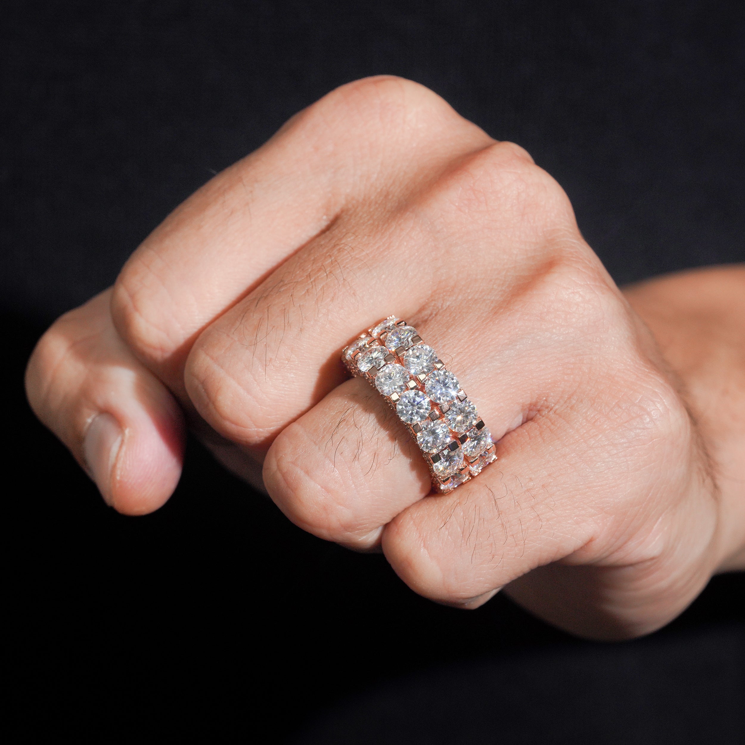 Double Row 50 Pointer Side Iced Eternity Ring