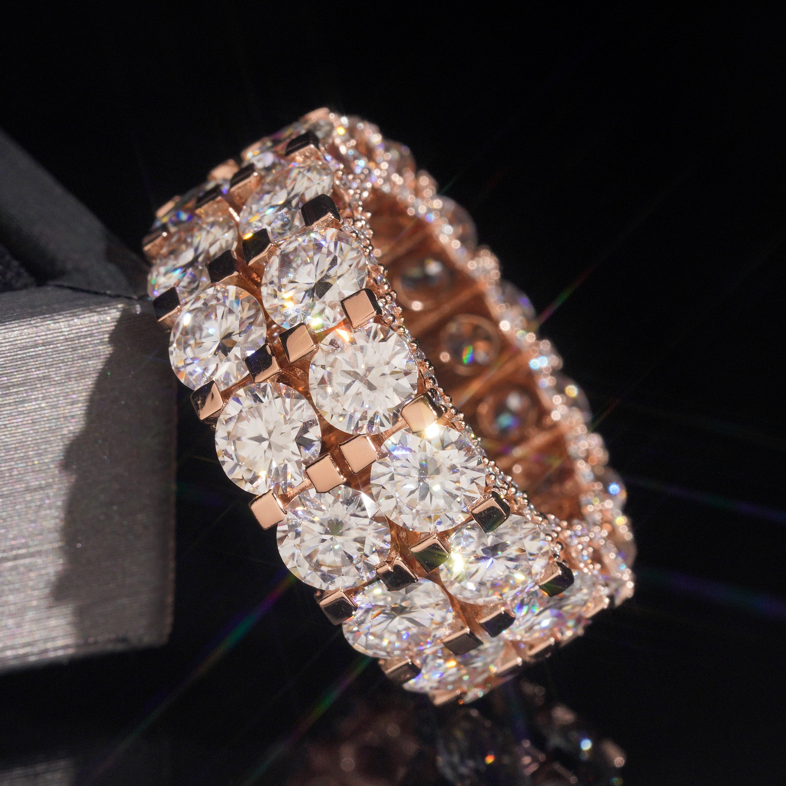 Double Row 50 Pointer Side Iced Eternity Ring