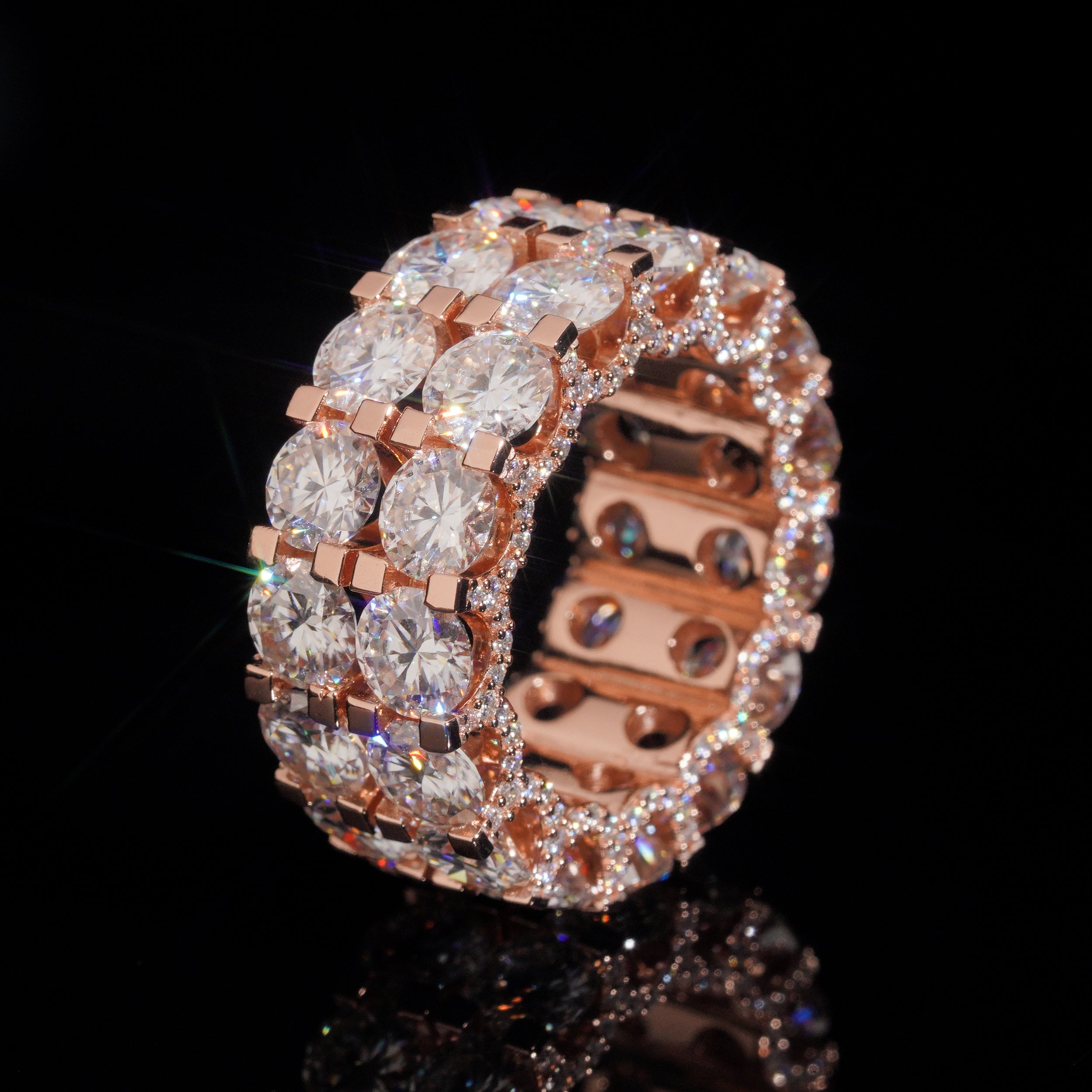 Double Row 50 Pointer Side Iced Eternity Ring