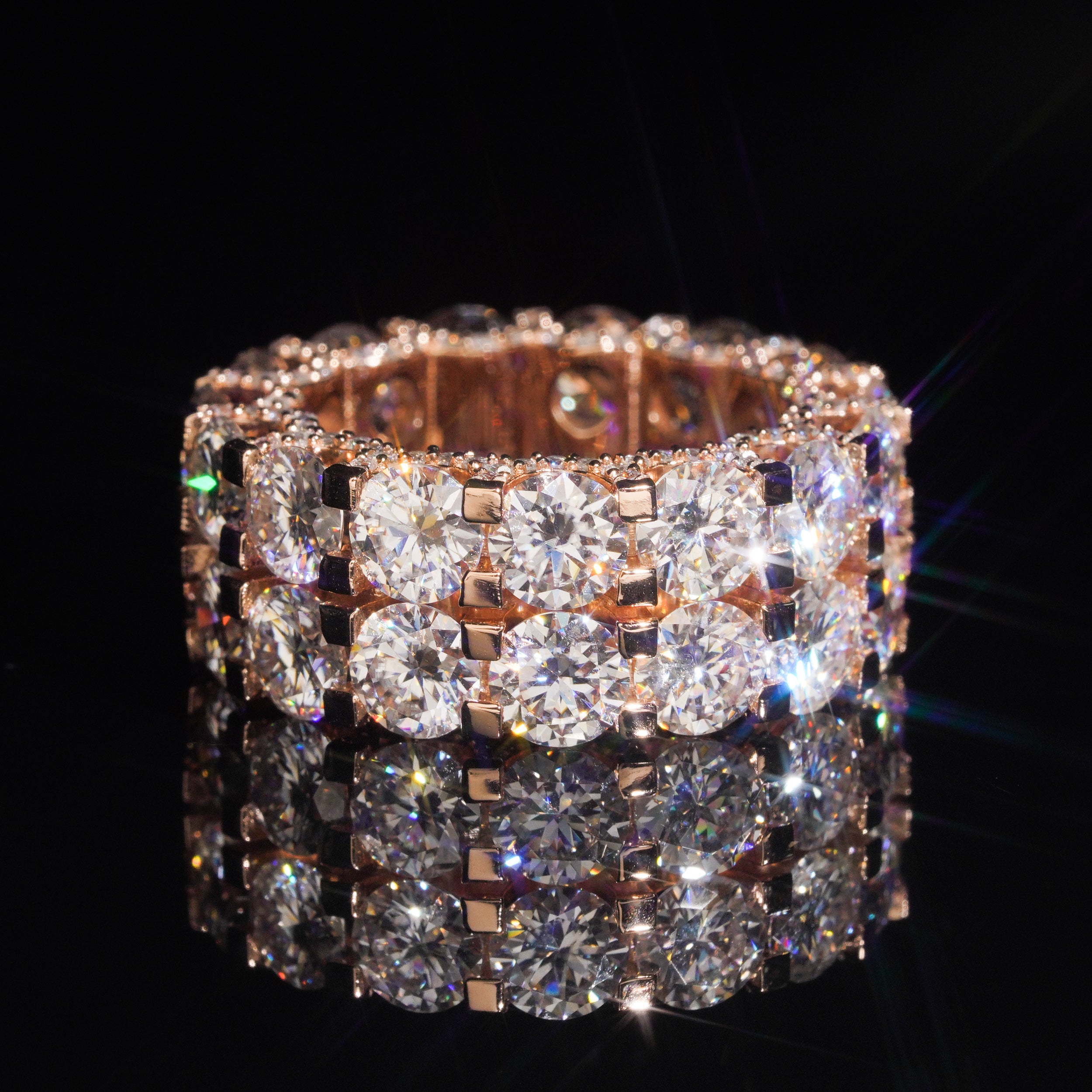 Double Row 50 Pointer Side Iced Eternity Ring