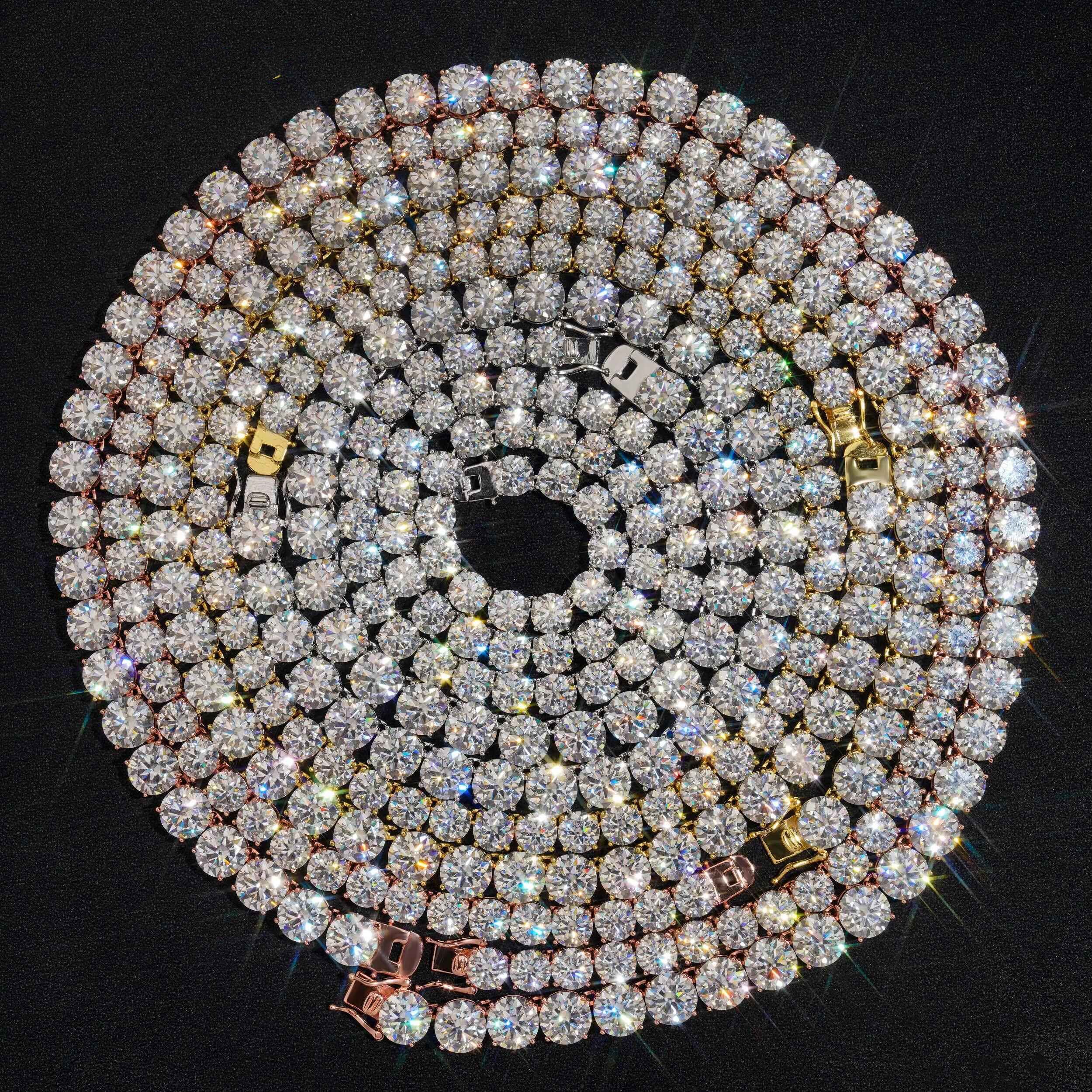 8MM 10MM Big Stone Luxury Moissanite Tennis Chain Necklace