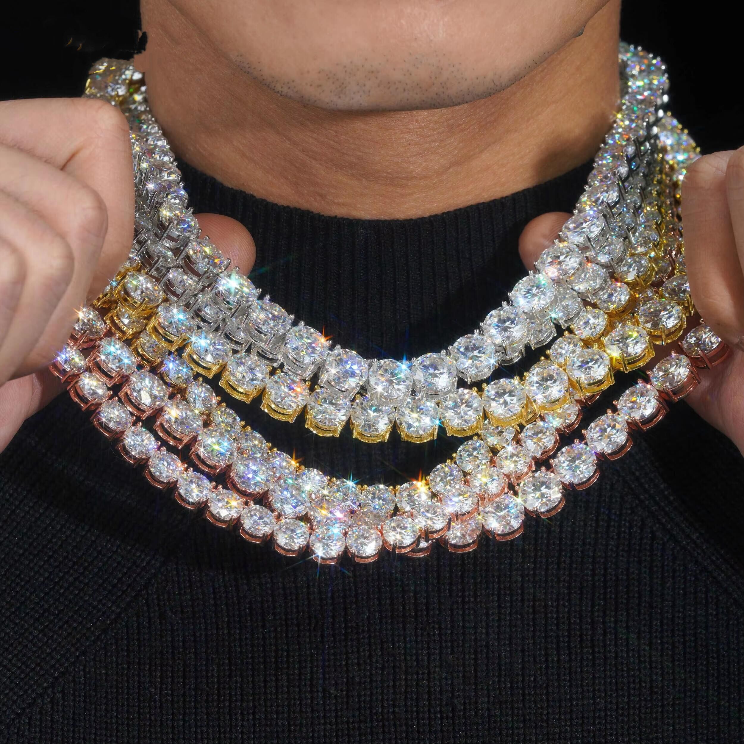 8MM 10MM Big Stone Luxury Moissanite Tennis Chain Necklace