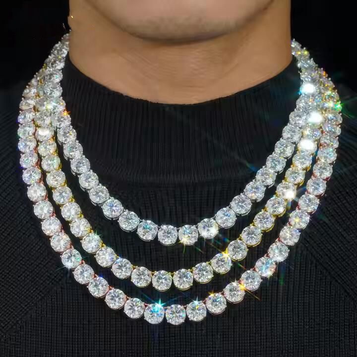 8MM 10MM Big Stone Luxury Moissanite Tennis Chain Necklace