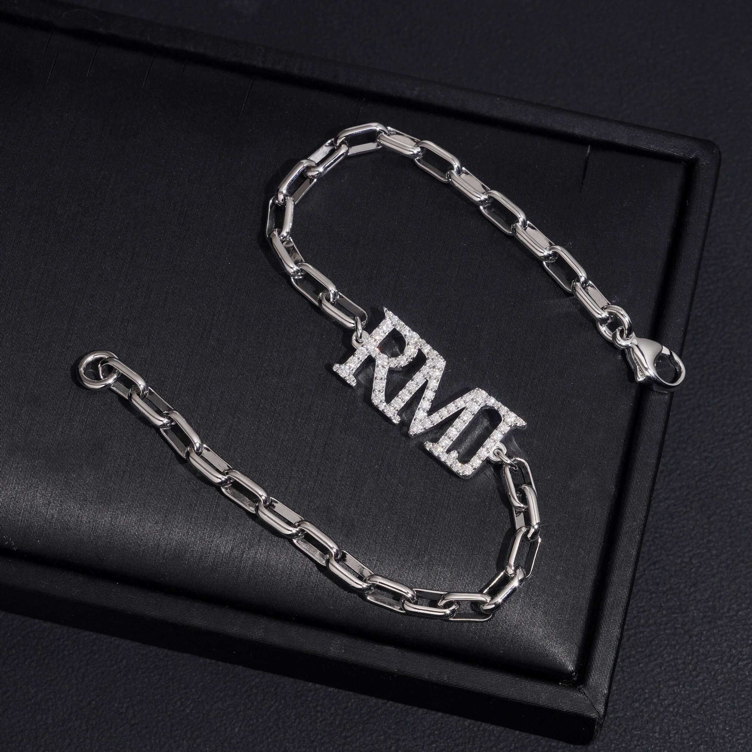 Custom Oval Link Iced Out Moissanite Diamond Name Bracelet