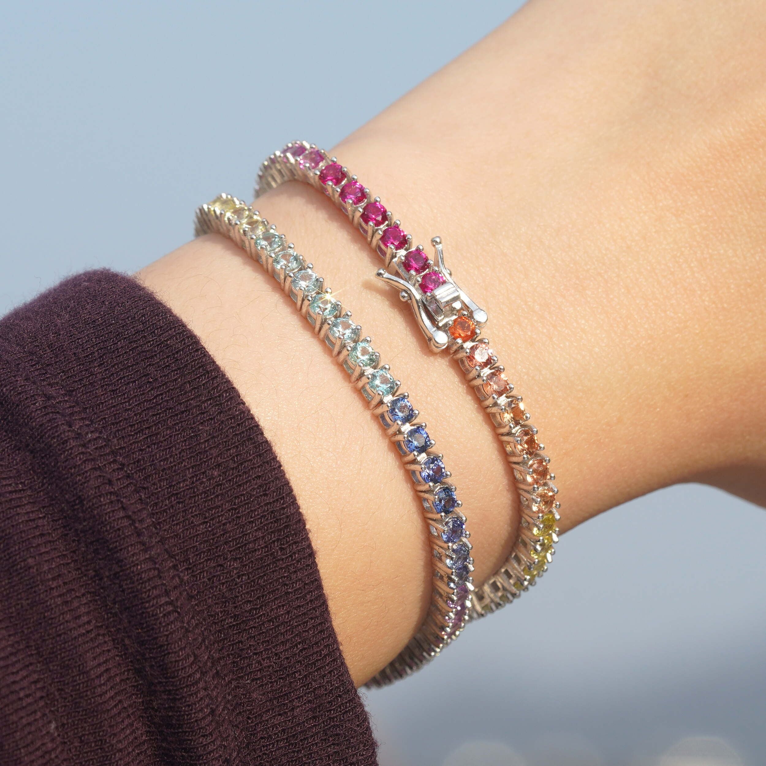 Valentines Gift Jewelry 3MM Lab Gemstone 3MM Tennis Bracelet