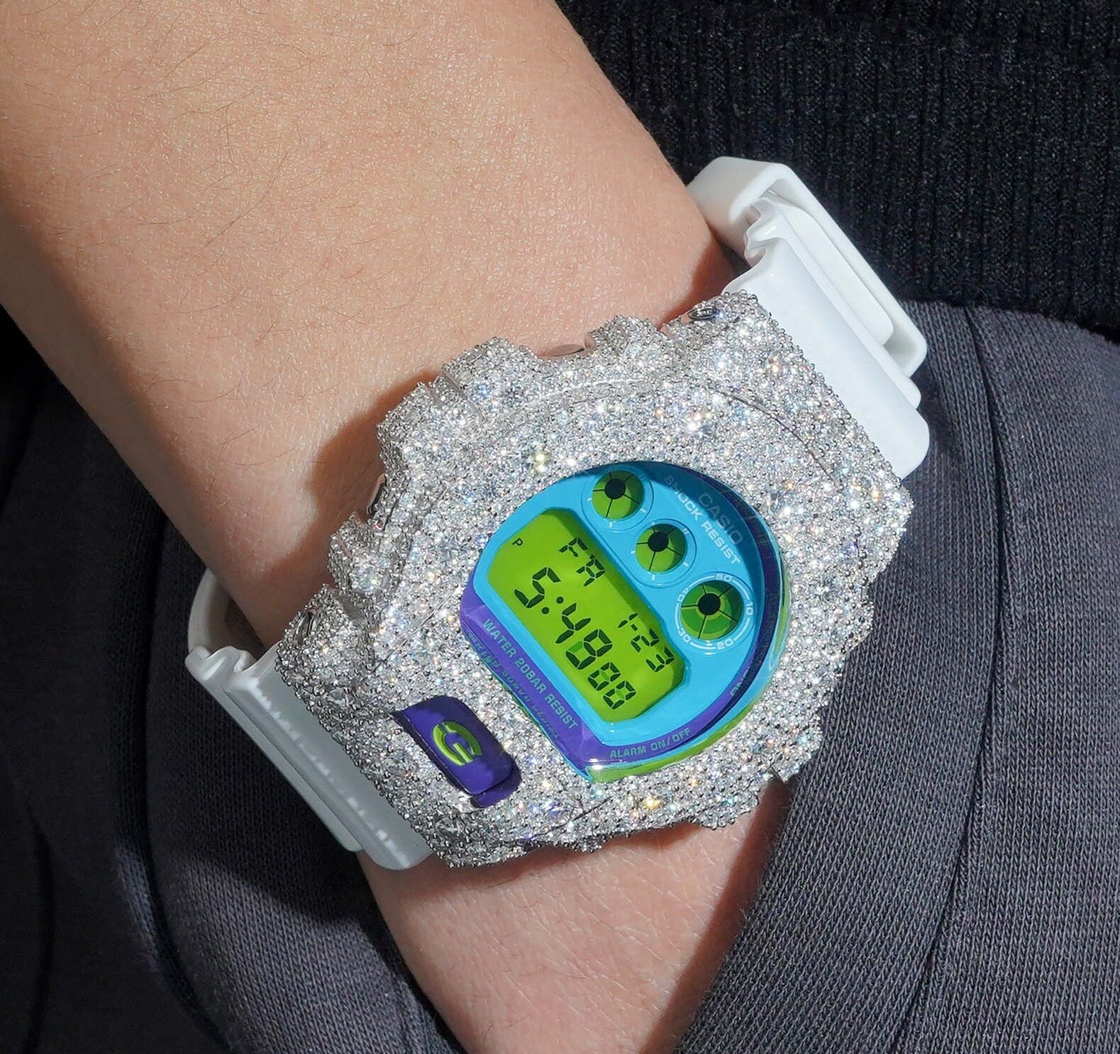 DW6900 G Shock Iced Out Buss Down Moissanite Watch Mosaic Setting