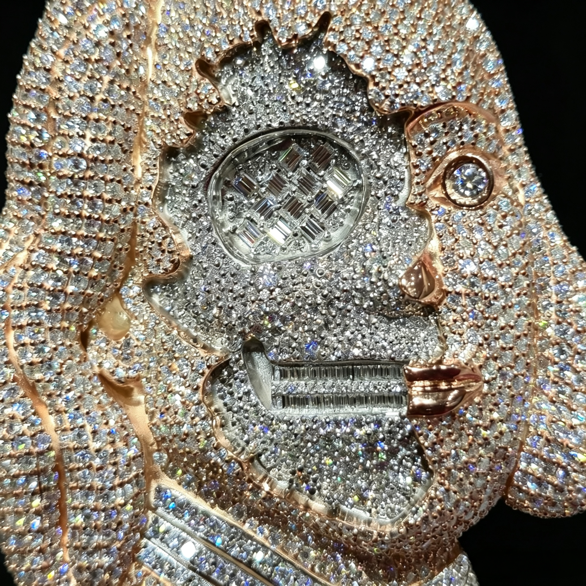 2.5Inch Iced Out Half Skull Half Human Moissanite Franklin Pendant
