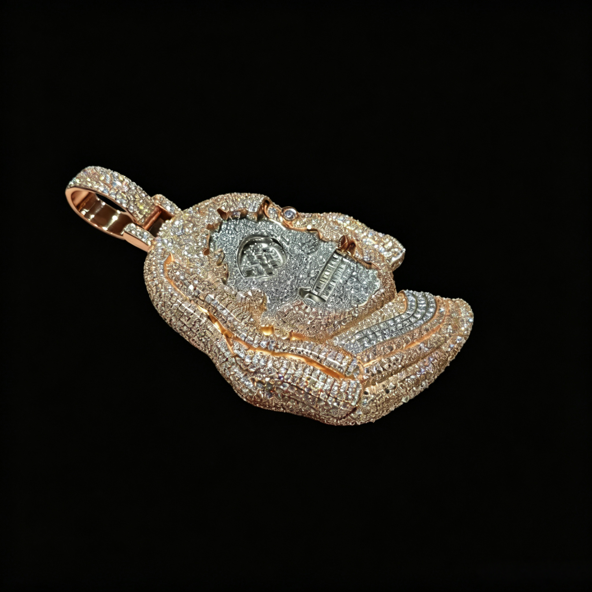 2.5Inch Iced Out Half Skull Half Human Moissanite Franklin Pendant