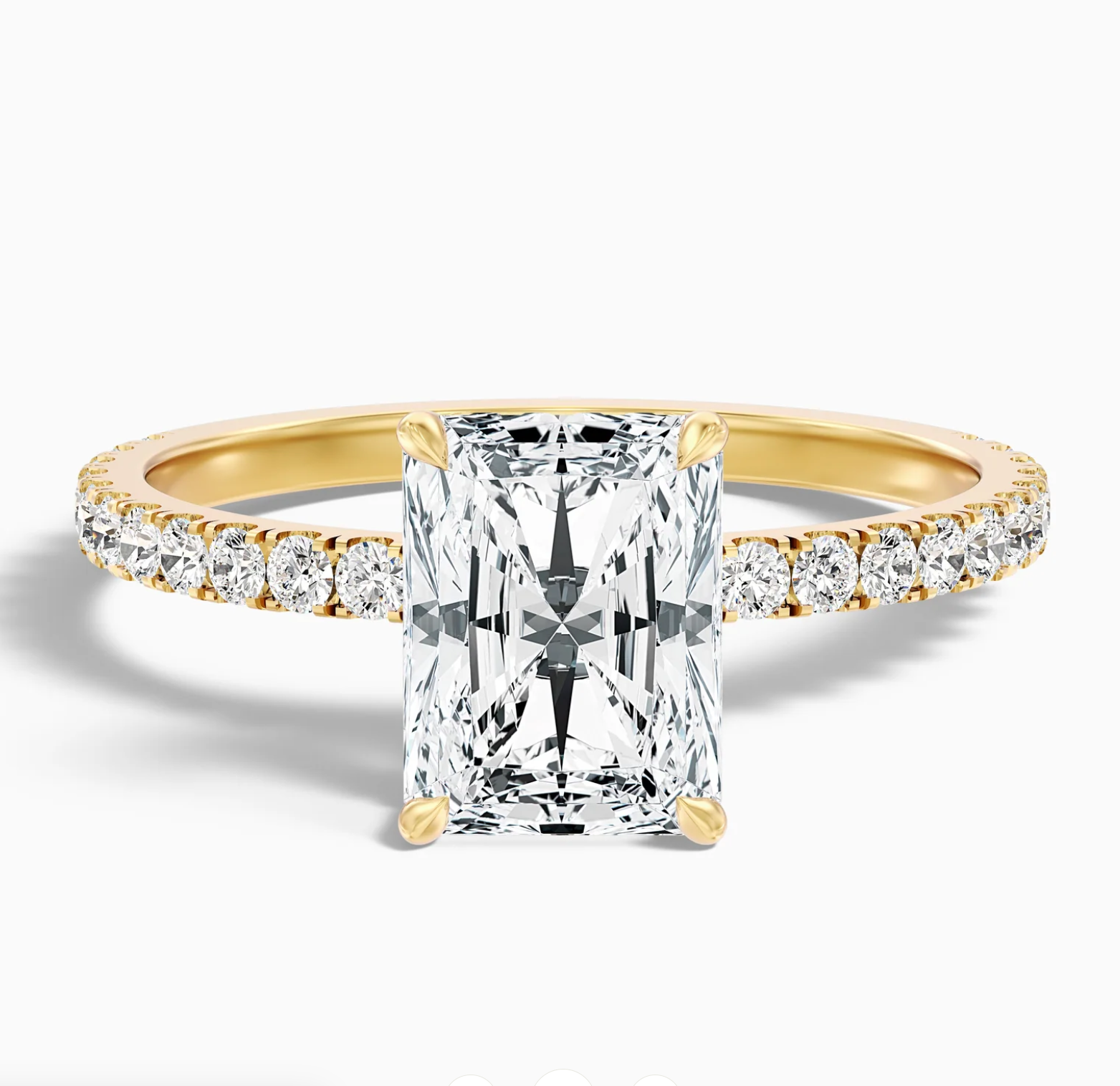 2 Carat Radiant Cut Hidden Halo Pave Lab Grown Diamond Ring in 14k Yellow Gold