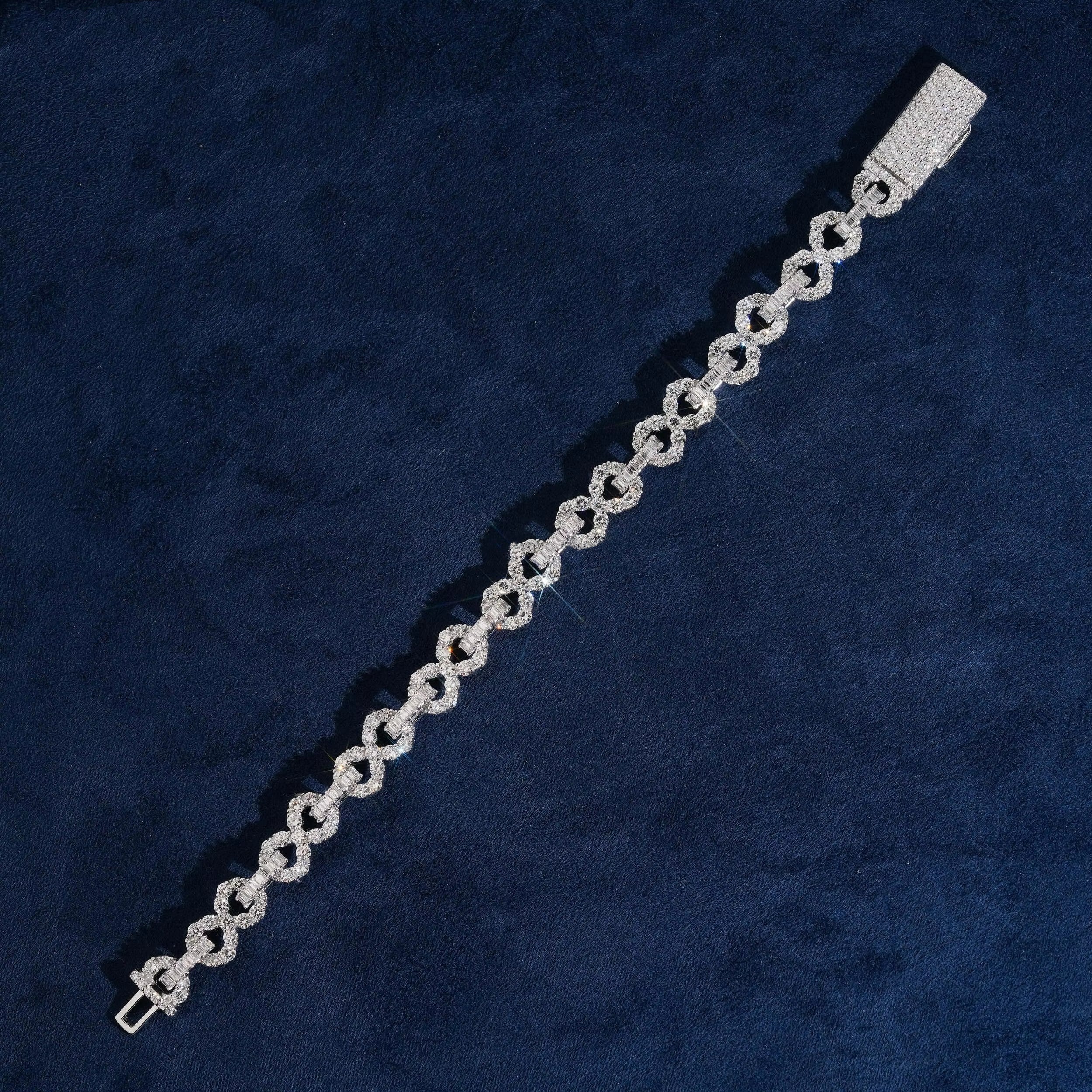 925 Sterling Silver Lab Grown Diamonds Infinity Bracelet 8MM