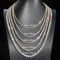 2mm 3mm 4mm 5mm 6.5mm Moissanite Tennis Necklace, 925 Silver Gold-Plated