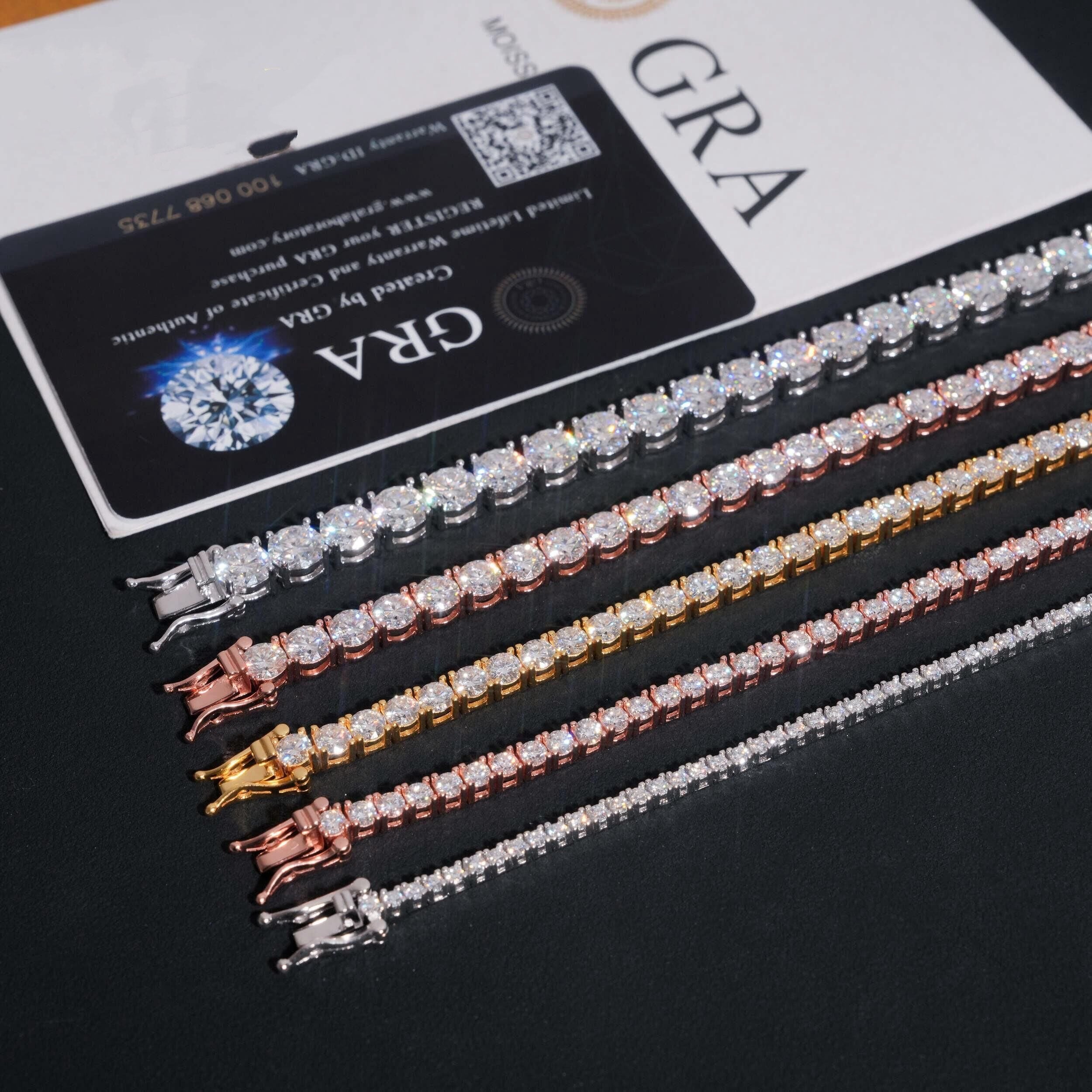 Sterling Silver 925 2MM 3MM 4MM 5MM 6.5MM Moissanite Tennis Bracelet with GRA Certificate