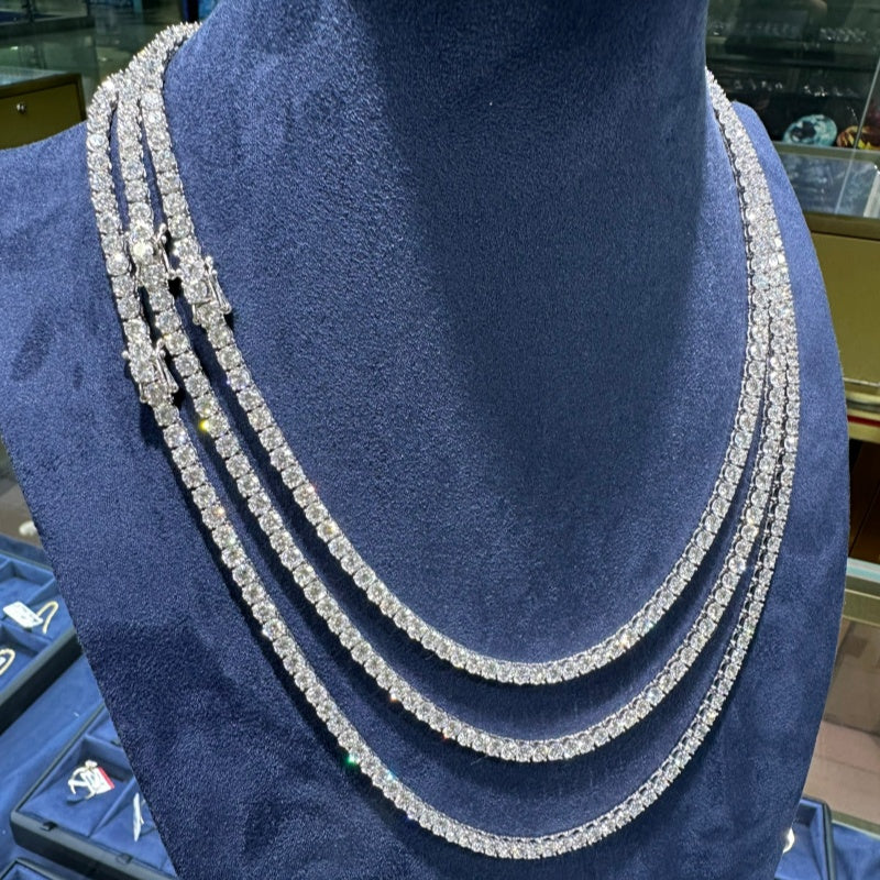 9K White Gold 3.7MM Lab Grown Diamond Tennis Chain Necklace