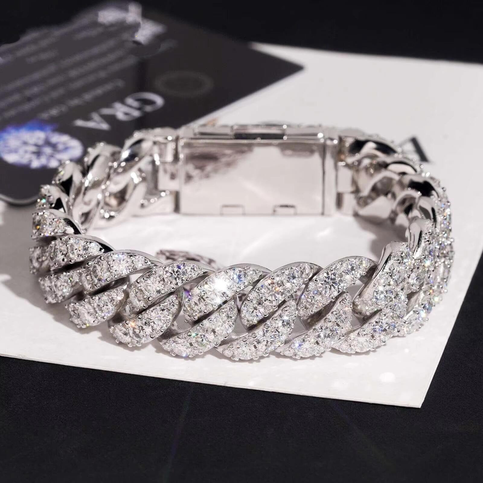16MM Single Row Moissanite Cuban Link Bracelet