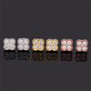 925 Sterling Silver Clover Stud Earrings Screw Back VVS Moissanite Diamond
