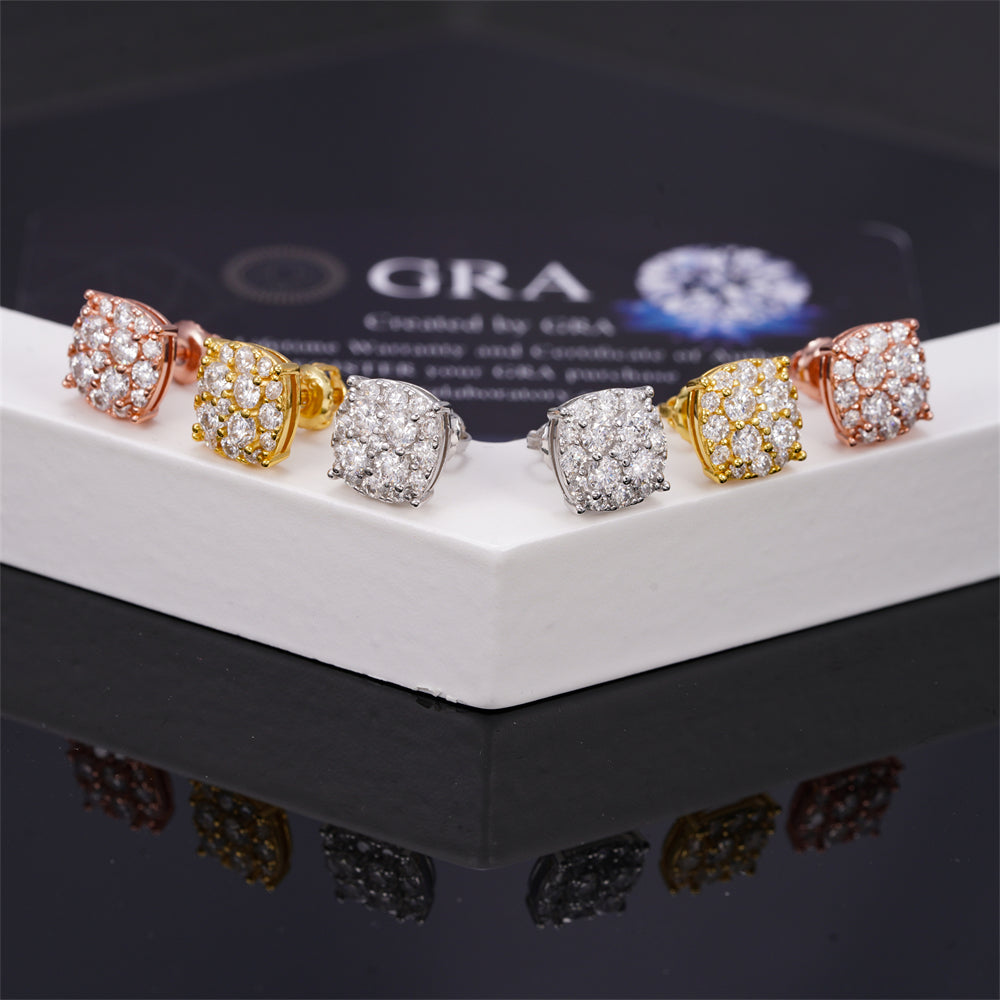 GRA Certificated Moissanite Stud Earrings For Men Hip Hop Jewelry