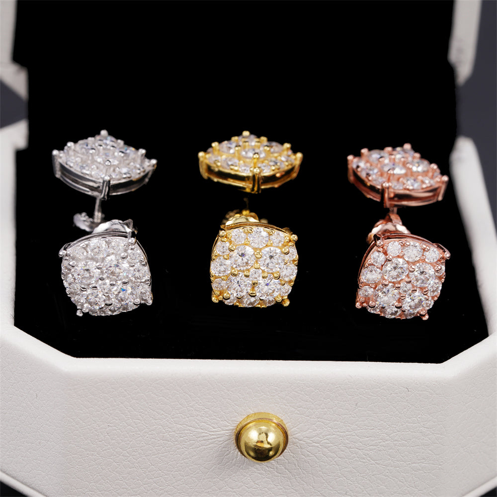 GRA Certificated Moissanite Stud Earrings For Men Hip Hop Jewelry