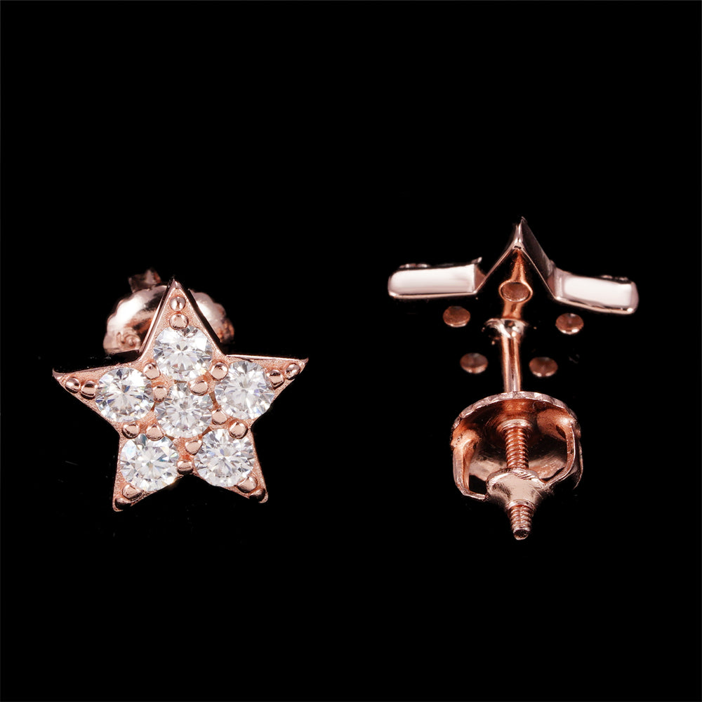 Small Size 925 Sterling Silver Star Moissanite Earrings Available In Three Colors