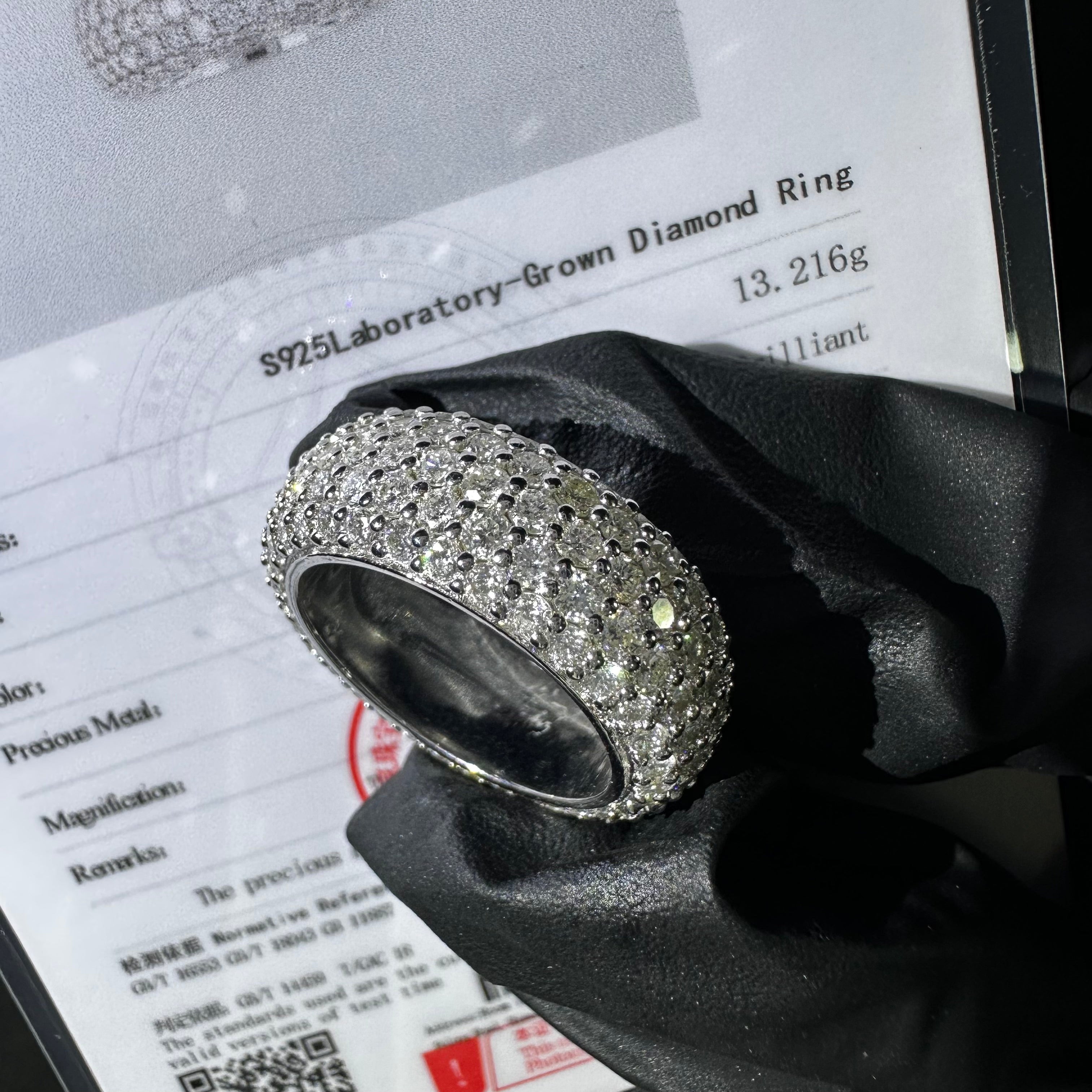 925 Sterling Silver Lab Grown Diamond Eternity Ring Band For Men