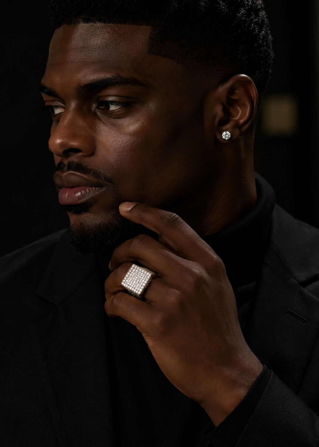 Iced Out Half Iced Fancy Cut Moissanite Diamond Men Ring