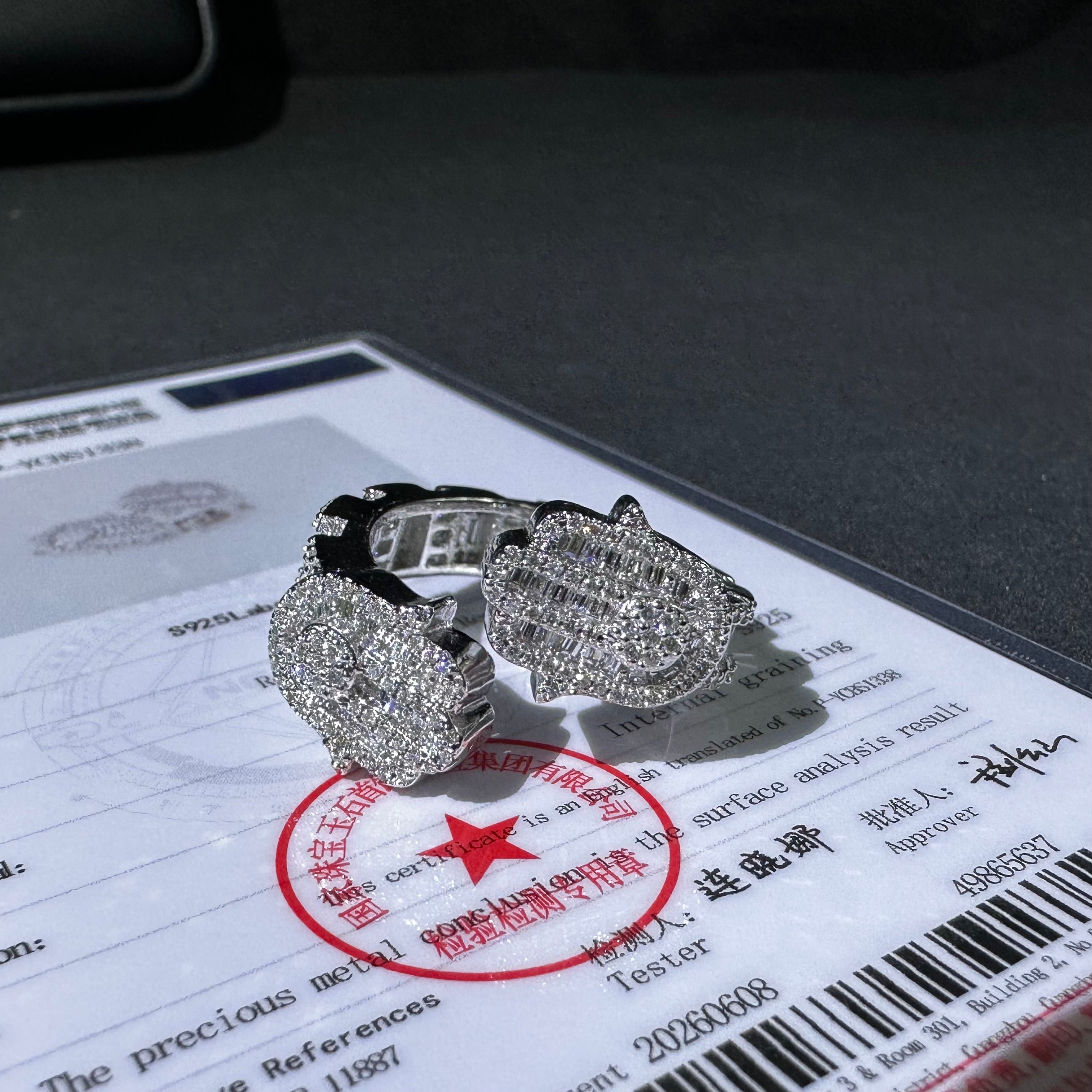 925 Sterling Silver Lab Grown Diamond Hamsa Ring