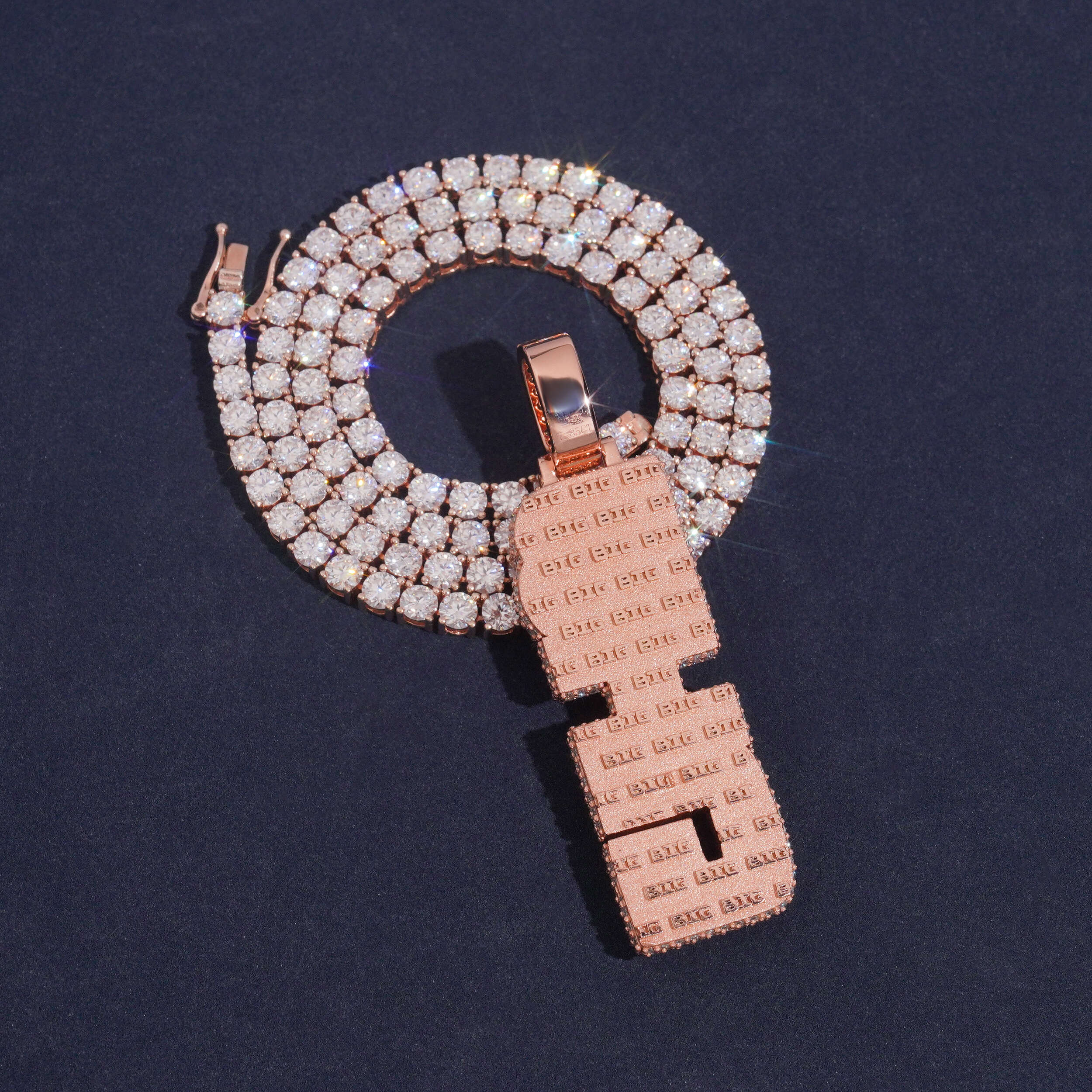 "BIG" Custom Moissanite Name Pendant 14K Gold