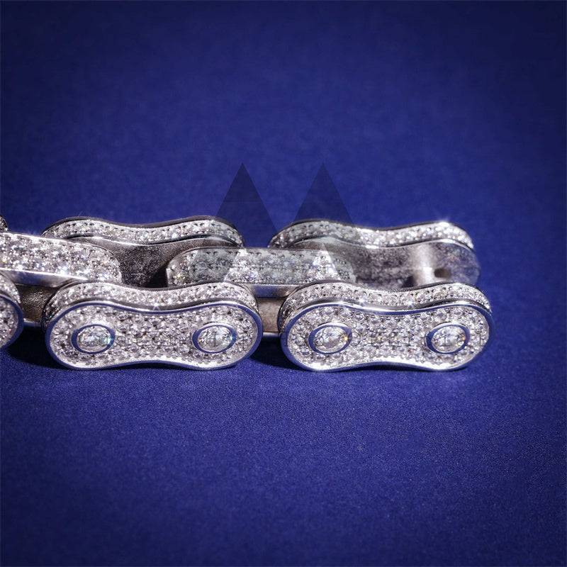 Hip hop iced out 13MM Moissanite diamond bike link bracelet for men