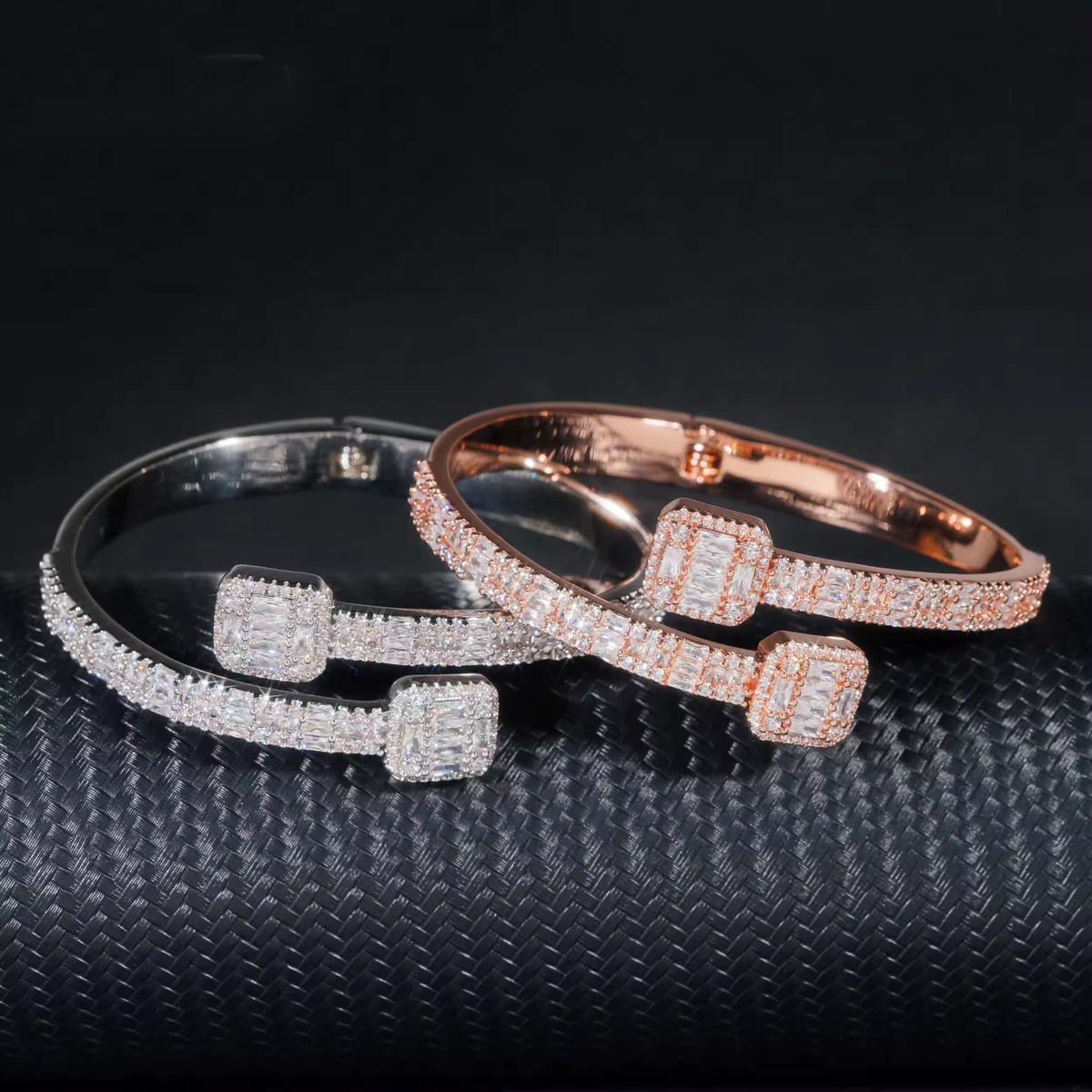 925 Sterling Silver Iced Out Moissanite Hip Hop Jewelry Bangle Bracelet