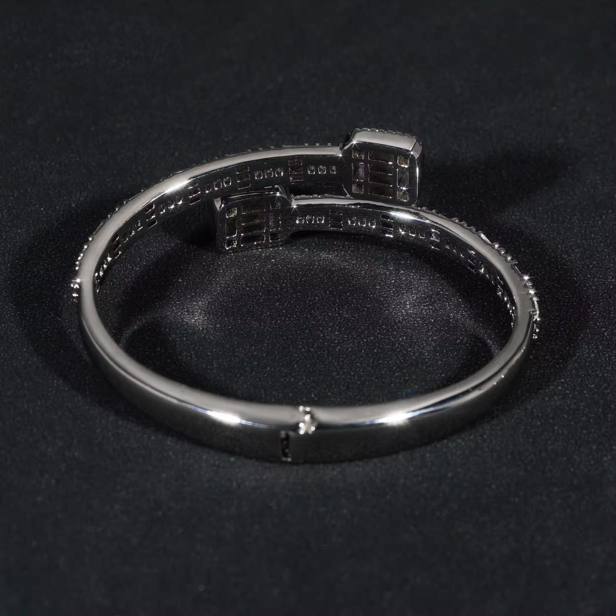925 Sterling Silver Iced Out Moissanite Hip Hop Jewelry Bangle Bracelet
