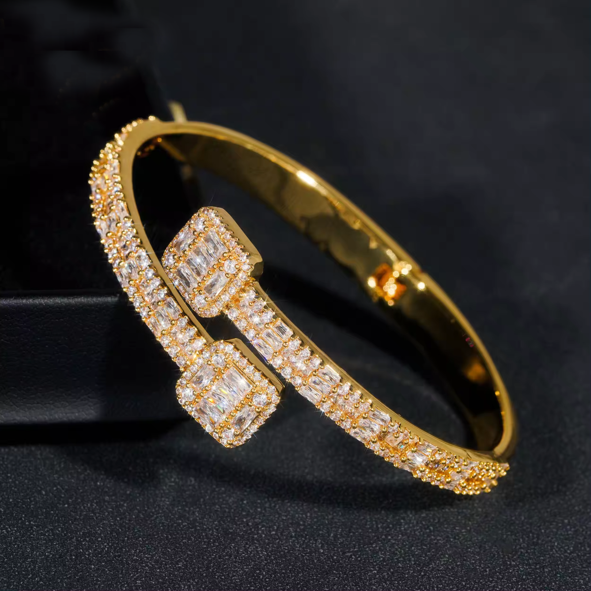 925 Sterling Silver Iced Out Moissanite Hip Hop Jewelry Bangle Bracelet