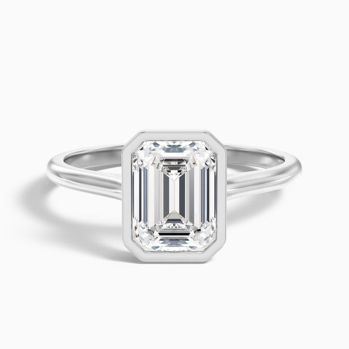 2 Carat Emerald Cut Bezel Set Lab Grown Diamond Ring in 14k Yellow Gold