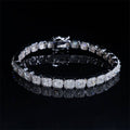 White Gold 925 Sterling Silver Men And Women 8MM Cluster Tennis Bracelet Halo Diamond Style