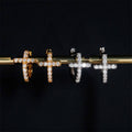 Iced Out Hip Hop 925 Sterling Silver Cross Hoop Earrings Moissanite Diamonds