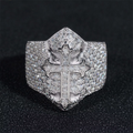 Stylish hip hop jewelry iced out Moissanite men's ring in 925 silver white gold0