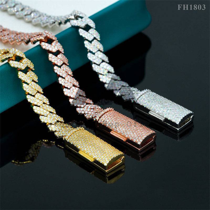 10mm Iced Out Moissanite Miami Cuban Link Chain 14K Gold