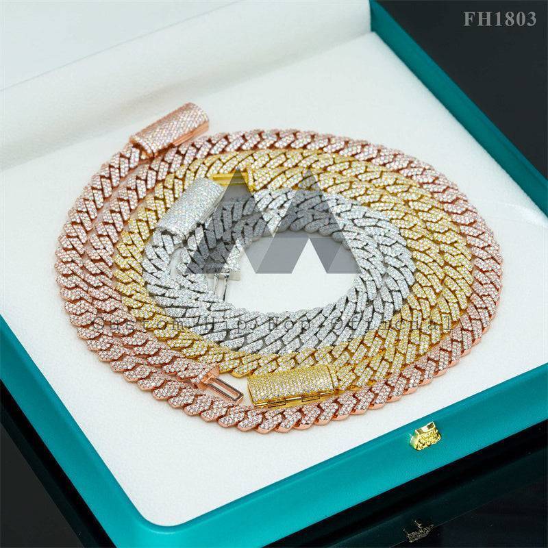 10mm Iced Out Moissanite Miami Cuban Link Chain 14K Gold