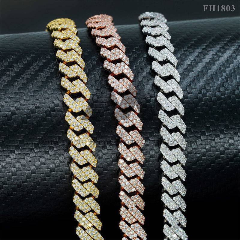 10mm Iced Out Moissanite Miami Cuban Link Chain 14K Gold