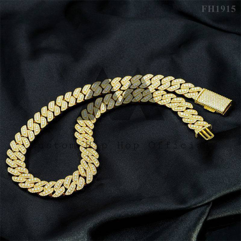 13mm Iced Out Moissanite Miami Cuban Link Chain 14K Gold