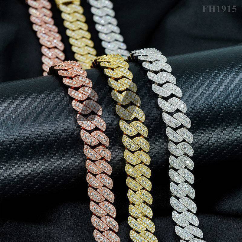 13mm Iced Out Moissanite Miami Cuban Link Chain 14K Gold