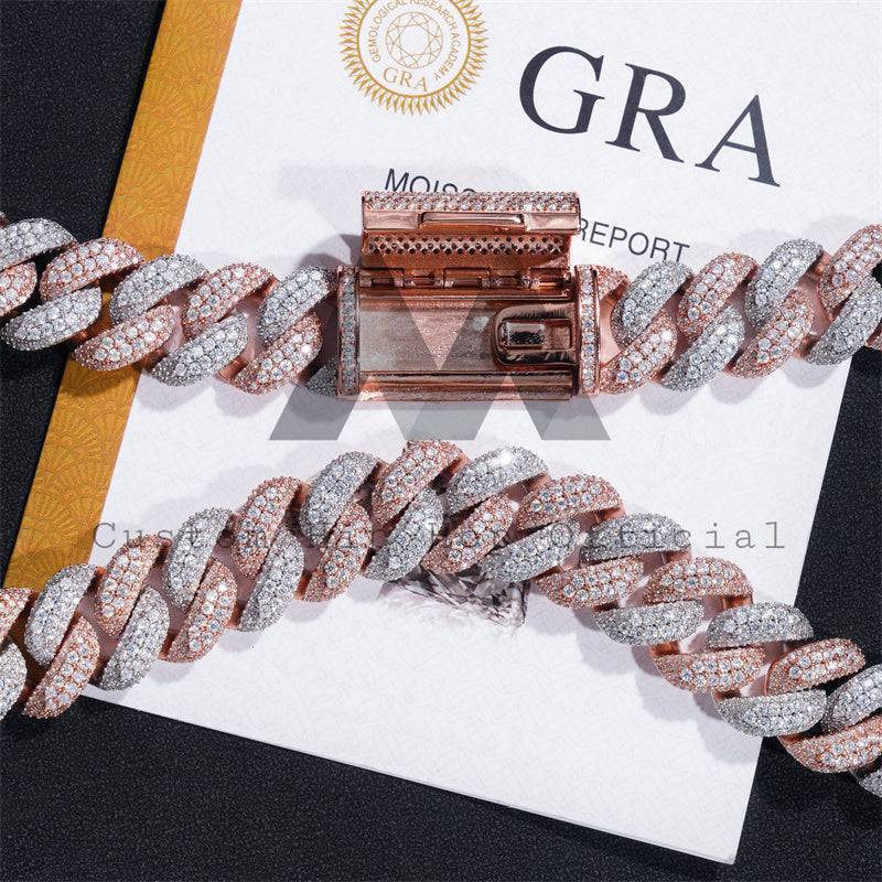 16MM Moissanite Two-Tone Cuban Link Chain 14K Gold
