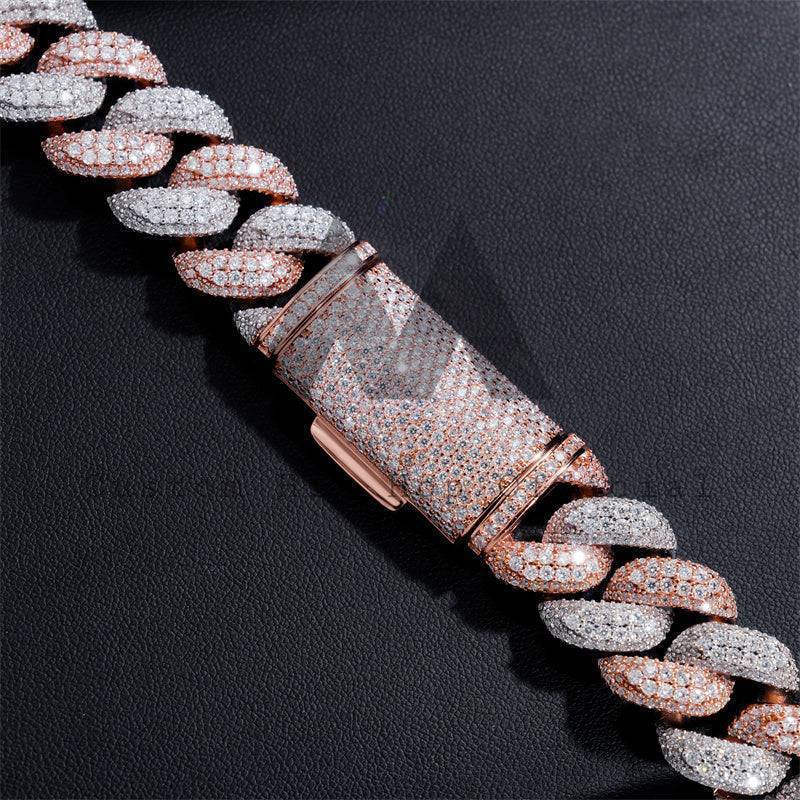 16MM Moissanite Two-Tone Cuban Link Chain 14K Gold