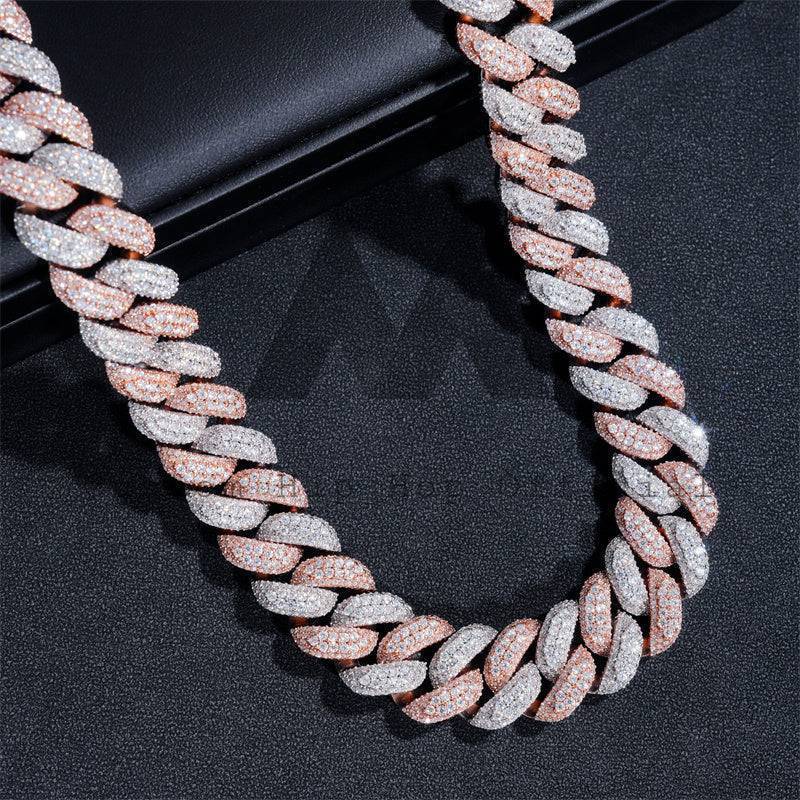16MM Moissanite Two-Tone Cuban Link Chain 14K Gold