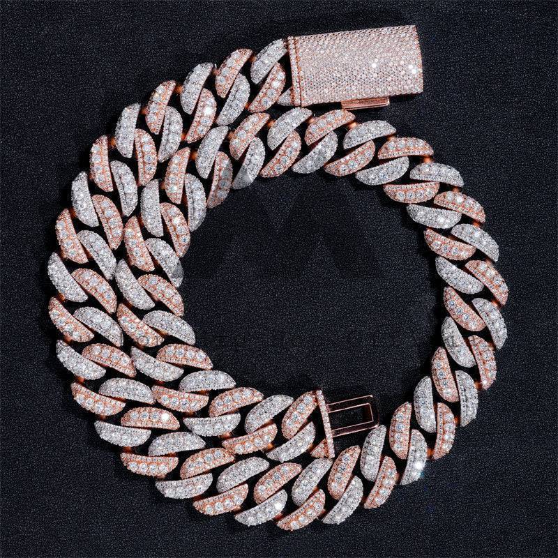 18MM Moissanite Two-Tone Cuban Link Chain 14K Gold