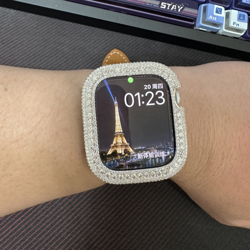 Custom Apple Moissanite Watch Ultra 2 Case 14K Gold
